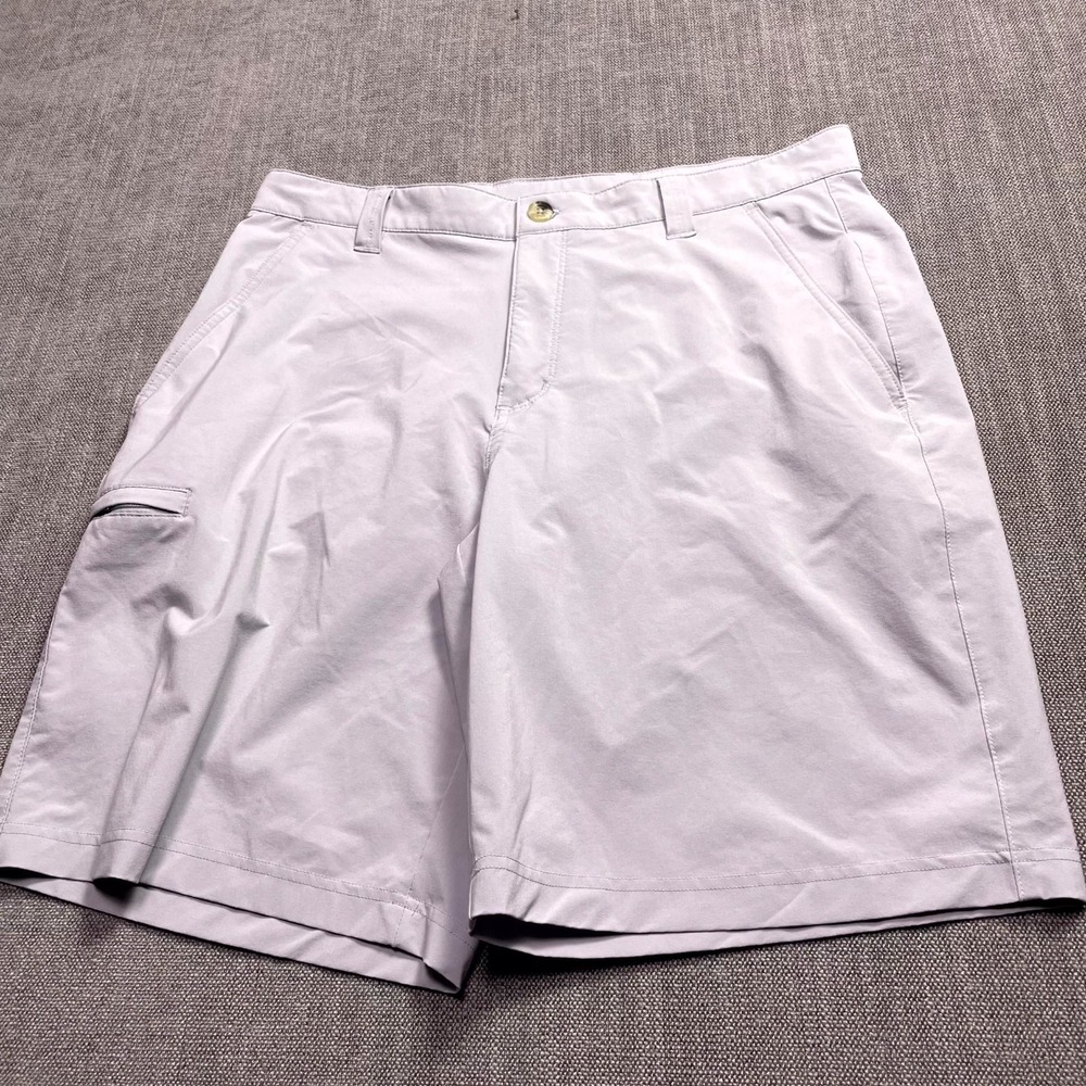 Columbia PFG Fishing Shorts Mens 34 Light Gray Stretch Utility FM4602 Outdoor